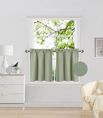 Vista 10 de Elegant Home - 2 paneles de cortina de tratamiento de ventana pequeña, con aislamiento, panel corto de 28 pulgadas de ancho x 24 pulgadas de largo