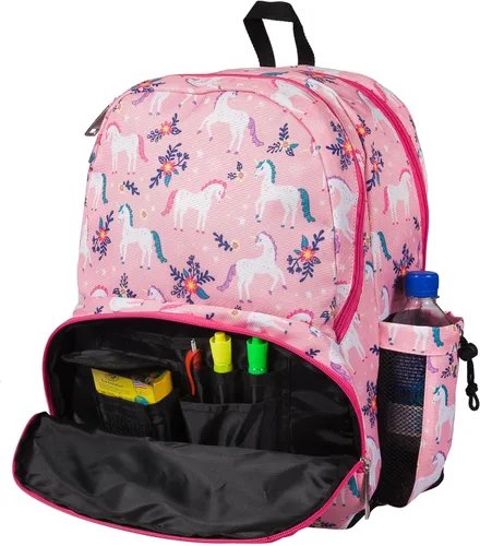 Vista 5 de Wildkin Mochila infantil de 17 pulgadas para niños y niñas, perfecta para la escuela primaria tardía, cuenta con tres compartimentos con cremallera