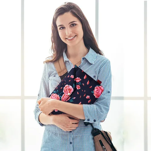 Vista 4 de Camellia - Funda protectora para libros con diseño floral para libros de bolsillo, fundas para libros con cremallera acolchada, 11.4 x 9 pulgadas