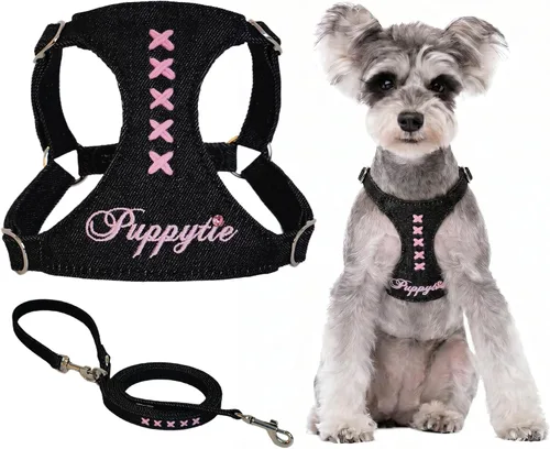 Vista 19 de Arnés sin tirones para perro, con correa multifunción, pechera suave y ajustable para mascota, no ahorca, chaleco a prueba de escape, azul vaquero