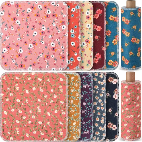 Vista 35 de Redbaker 50 piezas de toallas de papel reutilizables paños de algodón reutilizables sin papel toallas de papel absorbentes lavables con rollo paños