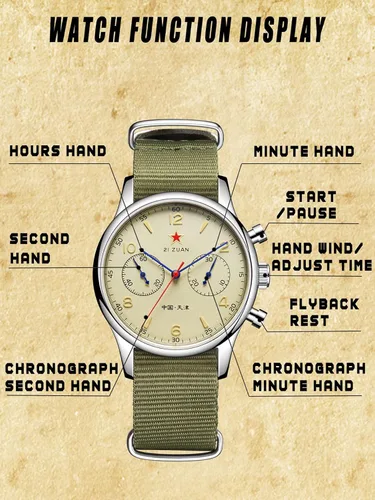 Vista 6 de HEMUDU Seagull 1963 - Reloj mecánico para hombre, cronógrafo piloto, cuerda manual, st1901, 1.57 pulgadas, 1.57 pulgadas, aviador, retro, zafiro