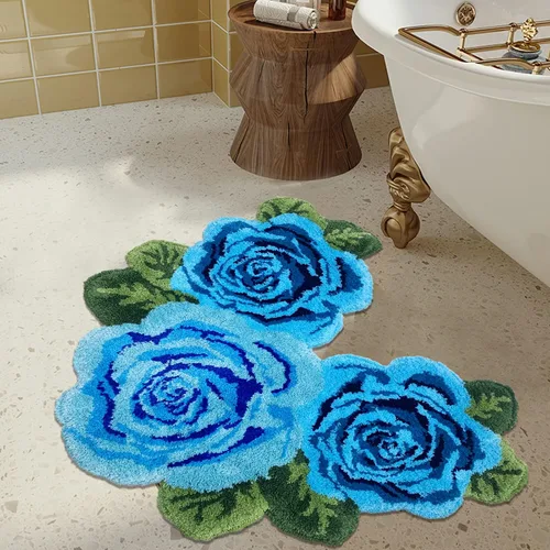 Vista 2 de USTIDE Tapete de baño de rosa esponjoso de 23.6 x 35.4 pulgadas, tapete de baño antideslizante para baño, cocina, sala de estar o dormitorio