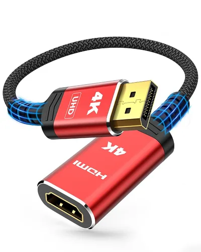Vista 10 de Highwings Adaptador DisplayPort a HDMI de 4K, Cable Convertidor Adaptador DP a HDMI Unidireccional Macho a Hembra, Adaptador HDMI Compatible