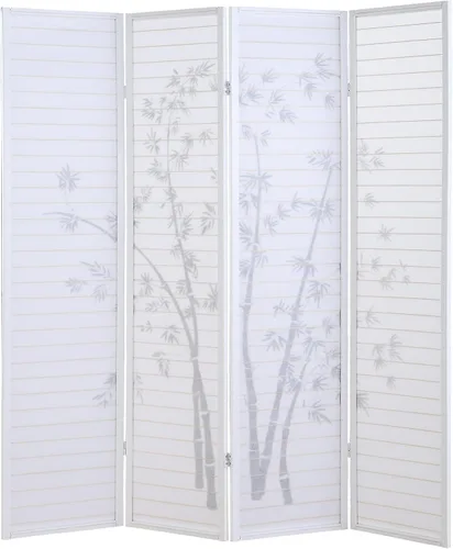 Vista 7 de Roundhill Bamboo Print Biombo/Divisor de Habitación Enmarcado de 4 Paneles, negro