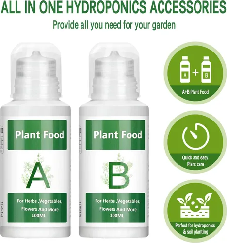Vista 2 de Nutrientes hidropónicos, 27.1 fl oz de nutrientes hidropónicos A y B, nutrientes universales A & B para plantas de interior para un crecimiento