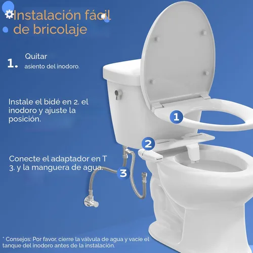 Vista 4 de SAMODRA - Accesorio de bidé ultrafino para inodoro – Doble boquilla (lavado frontal y trasero) Bidés higiénicos para inodoros existentes