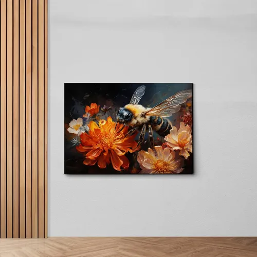 Vista 7 de StoreUSA97 Arte de pared floral de abejorro, impresión mágica en lienzo botánico, ilustración de retrato de abeja encantada, póster de jardín