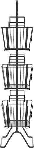Vista 2 de oceanstar Soporte de cesta de almacenamiento de alambre de metal de 3 niveles con cestas extraíbles - Negro