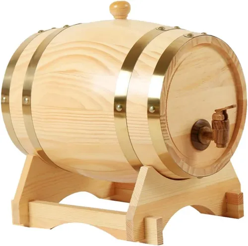 Vista 4 de Barril de vino de roble vintage barril de envejecimiento de madera para whisky, cerveza, vino, tequila (madera, 3L)
