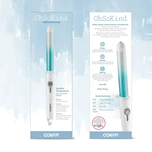 Vista 6 de Conair OhSoKind - Varita rizadora para cabello fino de 1 pulgada, varita recta que produce ondas impecables