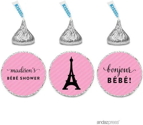 Vista 4 de Andaz Press Paris Bonjour Bebe Girl Baby Shower Collection - Cartel colgante con cuerda, tarjetas y regalos, 5 pies, 1 juego, decoración de papel