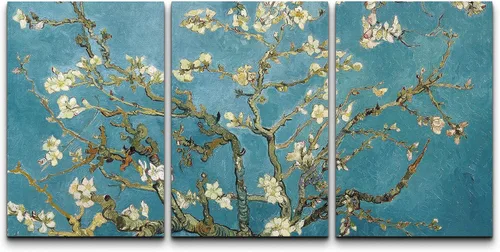 Vista 23 de wall26 Lienzo enmarcado para pared, juego de arte con flores de almendra de Vincent Van Gogh, naturaleza, ilustraciones de área silvestre, bellas