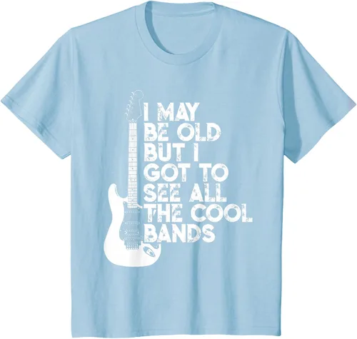 Vista 9 de Camiseta con texto en inglés "I May Be Old But I Got to See All The Cool Bands" Negro