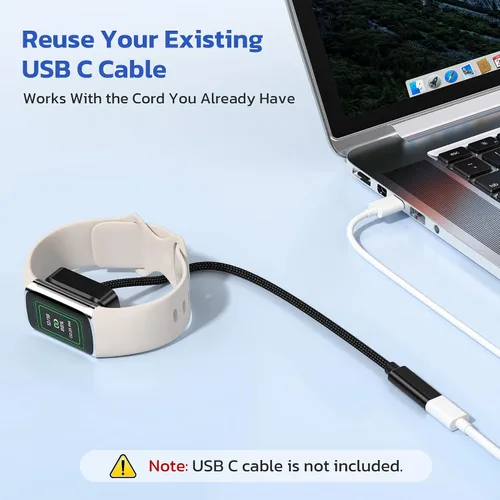 Vista 3 de RUXELY Adaptador de cable de carga USB C a Fitbit Charge 6/Charge 5/Luxe, cable de carga portátil tipo C de repuesto para reloj inteligente Fitbit