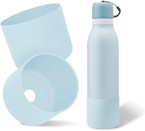 Vista 48 de 2 botas de silicona superiores para Owala FreeSip Twist de 24 onzas, funda inferior resistente a los arañazos, accesorios de botella de Owala