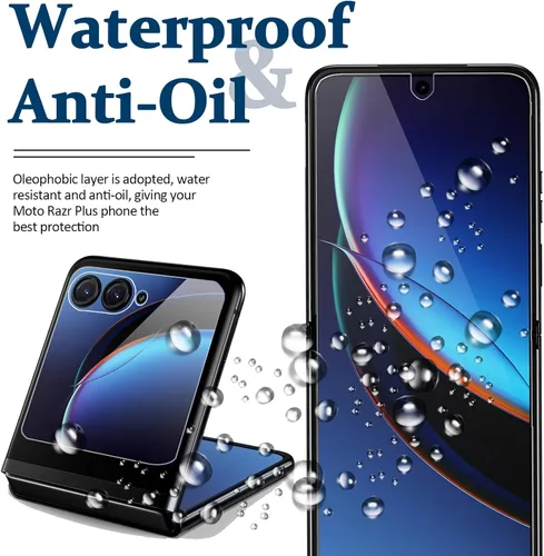 Vista 5 de Miimall - Protector de pantalla transparente HD para Motorola Razr+, 2 + 2 unidades, 2 unidades, parte delantera + interior, sin burbujas, cobertura