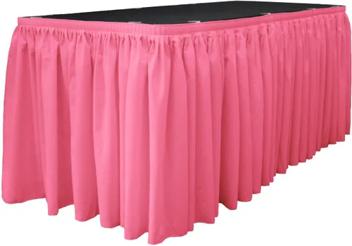 Vista 63 de LA Linen Falda de mesa de popelina de poliéster para mesas rectangulares, tela plisada para banquetes de boda, 14 pies por 29 pulgadas de largo
