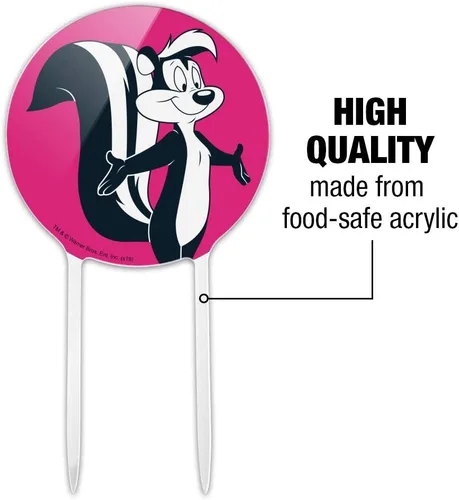 Vista 6 de Decoración acrílica para tartas de Looney Tunes, Pepe Le Pew, decoración de fiesta para boda, aniversario, cumpleaños, graduación