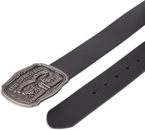 Vista 4 de Levi's Cinturón de jeans para hombre con hebilla de logotipo extraíble, Negro