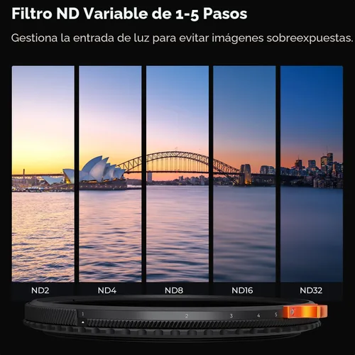 Vista 5 de K&F CONCEPT 82mm True Color Variable ND2-32 & Polarizer in 1 Lens Filter