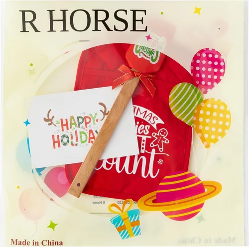 Vista 6 de R HORSE 3 piezas de juego de regalo de Navidad para agarraderas de ollas con espátula de silicona, tarjeta de felicitación, guante de horno