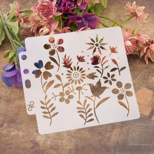 Vista 8 de Plantillas de pintura de plástico PET con diseño hueco de copo de nieve, perfectas para diseño textil, decoración de pared, ventana, papel, álbumes