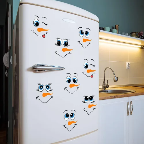 Vista 7 de 24 calcomanías de cara de muñeco de nieve para adornos de Navidad, calcomanías de dibujos animados para bolas de Navidad, refrigerador/botellas