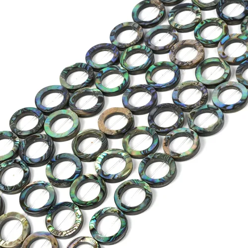 Vista 6 de 0.394 in Natural abulón Shell hueco círculo redondo plano redondo forma de donut cuentas hebra 16 pulgadas para la fabricación de joyas