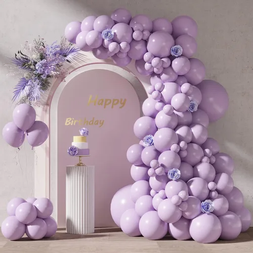 Vista 14 de RUBFAC Globos burdeos, 87 piezas de diferentes tamaños de 18, 12, 10, 5 pulgadas, kit de arco de globos de látex granate, guirnalda para cumpleaños