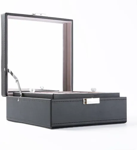Vista 3 de Caja de joyería de 50 ranuras organizador de pendientes con espejo collares pendientes pulseras