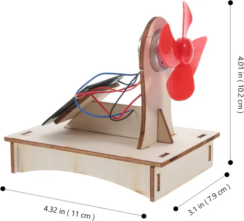 Vista 2 de Ventilador de casa 3 juegos de ventilador para el hogar, ventilador de madera de madera, modelo solar solar de ciencia educativa edificio ensamblar
