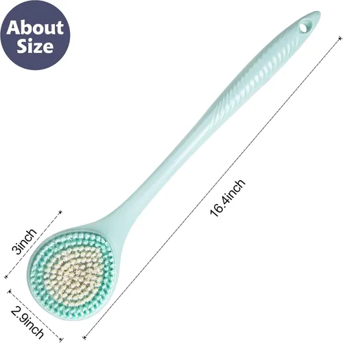 Vista 3 de BEDELITE Cepillo de baño de espalda de mango largo para ducha de 2 – Cepillo de ducha suave para hombres y mujeres, cepillo de espalda – Exfoliante
