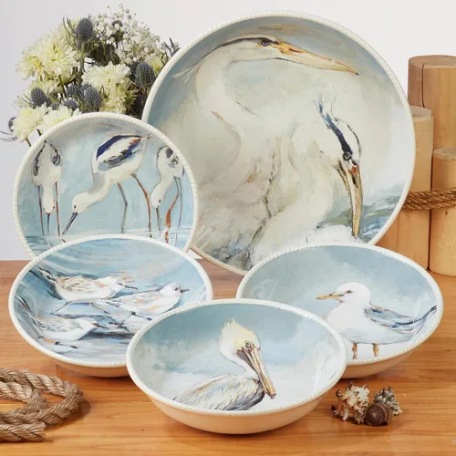 Vista 4 de Certified International Shorebirds - Platos de vajilla de 11 pulgadas, multicolor, grandes, juego de 4