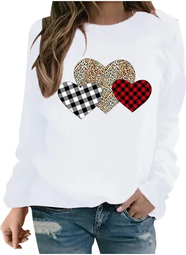 Vista 56 de Sudadera de manga larga con estampado de leopardo y corazón para mujer, para el día de San Valentín, sin botones, para niñas, regalos
