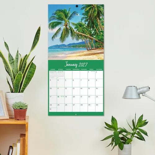 Vista 2 de Calendario 2027, calendario de pared 2027, 12 x 24 pulgadas