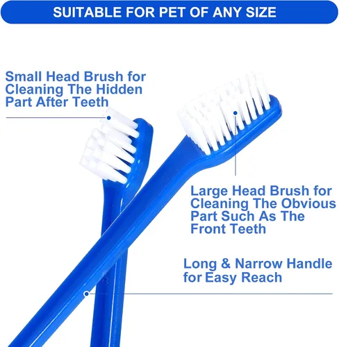 Vista 2 de Newday 50 cepillos de dientes de doble cabeza para perros y gatos, cerdas súper suaves, cepillo de dientes para el cuidado bucal, cepillo de dientes