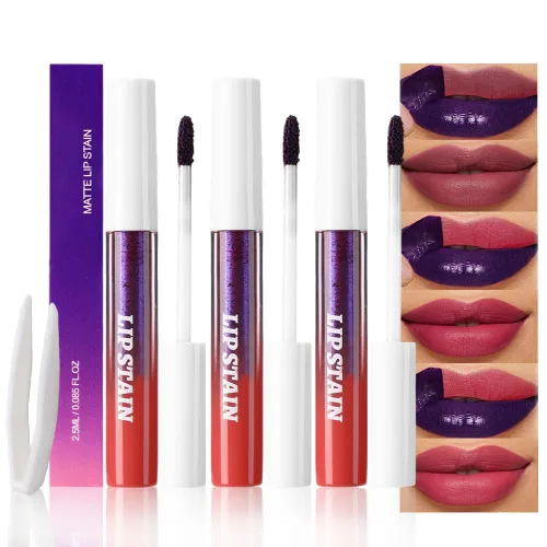 Vista 11 de evpct Tinte labial rosa nude cálido, acabado mate, a prueba de transferencia, delineador de labios que se despega, maquillaje brillante, de larga