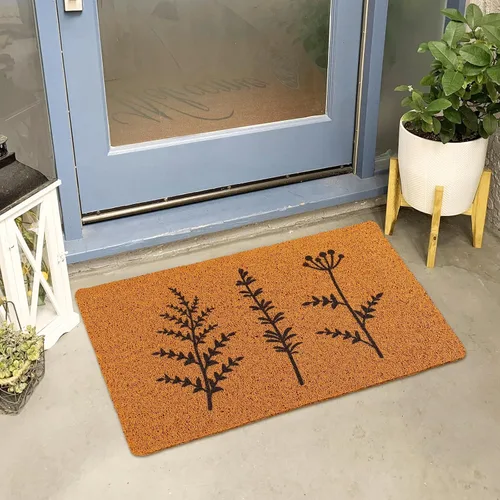 Vista 5 de Drydiet Tapete de primavera con diseño floral de fibra de coco de 18 x 30 pulgadas, tapete de primavera con flores silvestres, antideslizante