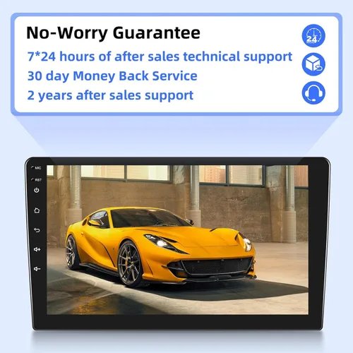 Vista 8 de [2G+64G] Estéreo de coche Android de doble DIN de 10.1 pulgadas, radio de pantalla táctil de 10 pulgadas con CarPlay inalámbrico y cableado/Android