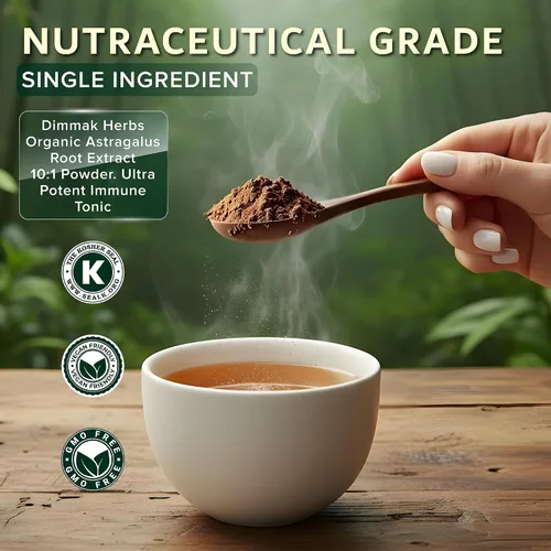 Vista 2 de Dimmak Herbs Extracto orgánico de raíz de astrágalo 10:1 en polvo (tónico inmune ultra potente) – TCM Doctor Sourced Huang Qi para vitalidad