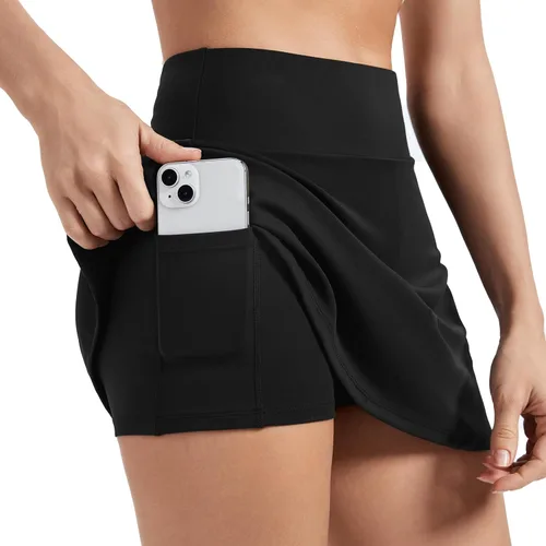 Vista 6 de Blaosn Faldas atléticas para mujer, gimnasio, yoga, entrenamiento, golf, tenis, falda pantalón de cintura alta con bolsillos, ropa bonita de verano