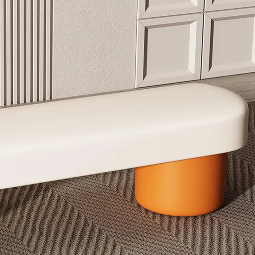 Vista 7 de SYALEO Banco otomano tapizado de piel sintética para el extremo de la cama, sofá, reposapiés para entrada, rectangular, taburete para cambio de Beige