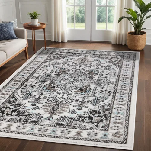 Vista 21 de Superior Alfombra de área de 2 x 3 pies y 0.394 in de altura con respaldo de yute, tejida a la moda y asequible colección Abner, color negro
