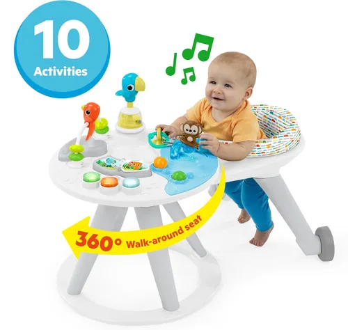Vista 2 de Bright Starts Around We Go 2-in-1 Walk-Around Baby Activity Center & Table, Playful Paradise, Age 6 Months and up
