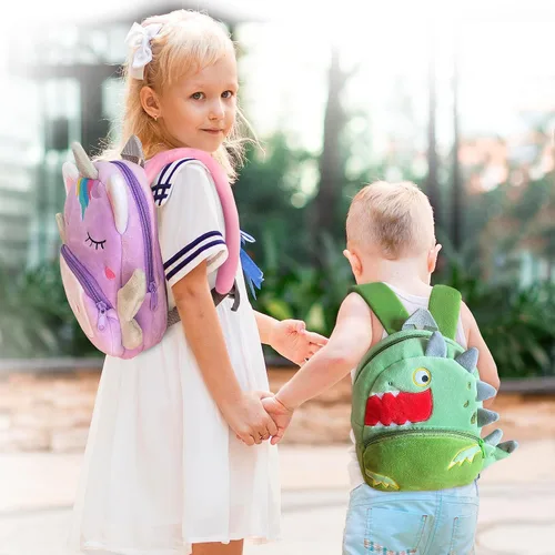 Vista 8 de Svitbag Mochila pequeña de dibujos animados de animales pequeños con correas ajustables para niños y niñas, Dinosaurio
