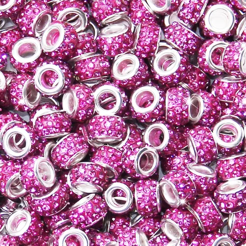 Vista 13 de 60 Piezas Cuentas Espaciadoras de Diamantes de Imitación con Agujero Grande Cuentas Espaciadoras Negras Europeas para Manualidades Cuentas Grandes