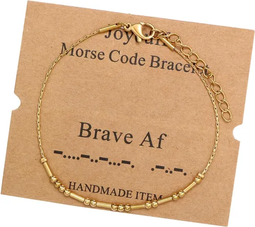 Vista 224 de JoycuFF Pulseras inspiradoras de código morse para mujeres, cuentas de plata, joyería con mantra de motivación, regalos para ella