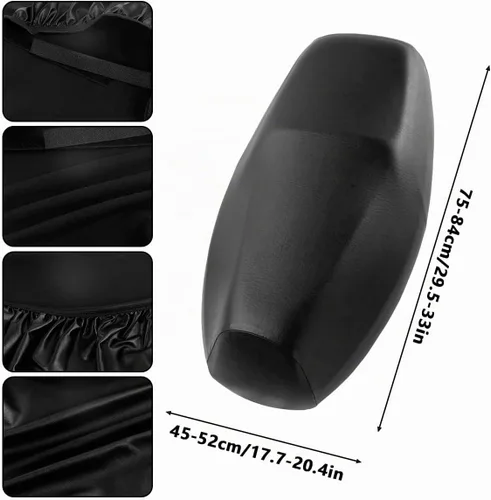 Vista 9 de Funda universal para asiento de motocicleta con elástico, cuero PU transpirable, funda impermeable para asiento para la mayoría de asientos de Negro