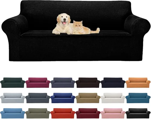 Vista 15 de Cupuamon Funda elástica para sofá de 1 plaza, funda protectora de muebles con parte inferior elástica de tela jacquard a cuadros pequeños para Beige